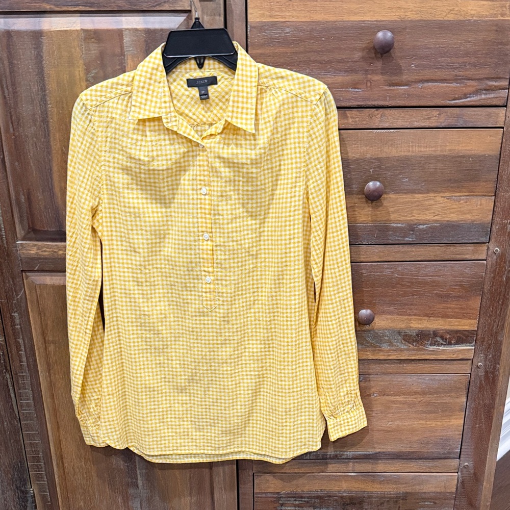 Yellow Gingham Button-Up Shirt